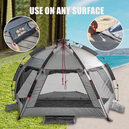  apollo walker Pop Up Beach Tent for 4 Person Sun Shade Shelter Large Outdoor Portable Instant Umbrella Canopy,Extended Floor,Stakes,Sand Pockets,UV Protection,Easy Setup