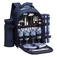 apollo walker TAWA Picnic Set Backpack for 4 with Cooler Compartment,Detachable Bottle/Wine Holder Including Large Picnic Blanket(45x 53) for Picnic Family and Lovers Gifts,Outdoor
