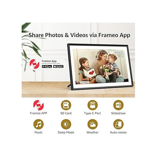  ApoloSign Digital Picture Frame 10.1 inch, Frameo Digital Photo Frame, WiFi Electronic Frame with 32GB Storage, 1280x800 HD IPS Touch Screen, Auto-Rotate, Slideshow, Share Photos/Videos Instantly