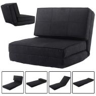 Apontus Fold Down Chair Flip Out Lounger Convertible Sleeper Bed Couch Game Dorm Black