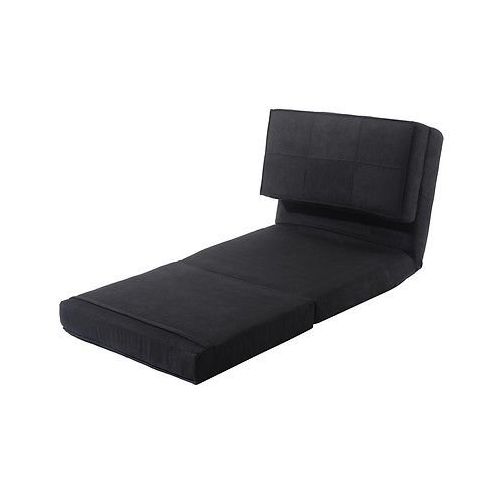 Apontus Fold Down Chair Flip Out Lounger Convertible Sleeper Bed Couch Game Dorm Black