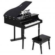 Apontus New 30 keys Childs Toy Grand Baby Piano with Kids Pinao Bench Wood-Black