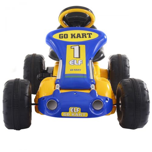  Apontus Go Kart Kids Ride On Car Pedal Powered Car 4 Wheel Racer Toy Outdoor Yellow