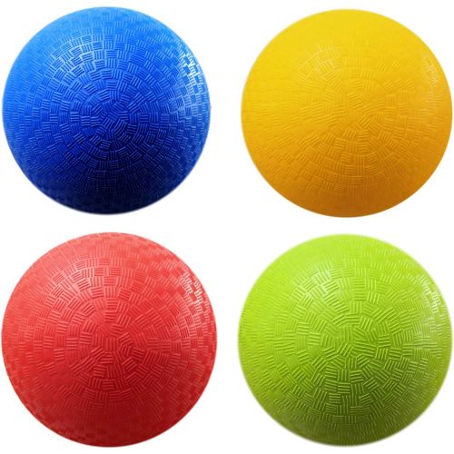  AppleRound 8.5 Inch Dodgeball Playground Balls, Pack of 4 Balls with 1 Pump, Official Size for Dodge Ball, Handball, Camps and Schools (1-Pack, 4 Balls 1 Pump)