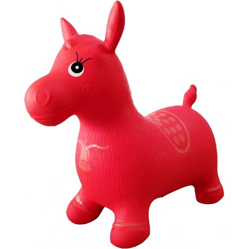  AppleRound Red Horse Hopper, Pump Included (Inflatable Space Hopper, Jumping Horse, Ride-on Bouncy Animal)