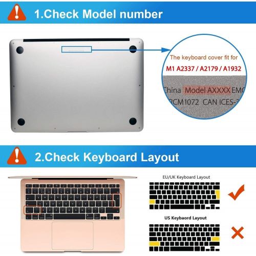  [아마존베스트]Applefuns A2179 A1932 MacBook Air 13 Inch Case Keyboard Skin Cover Screen Protector for 2020 2019 2018 Release MacBook with Retina Display Touch ID - Black