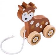 Applesauce Wooden Pull Infant Development Educational Baby Toys (Deer), Brown