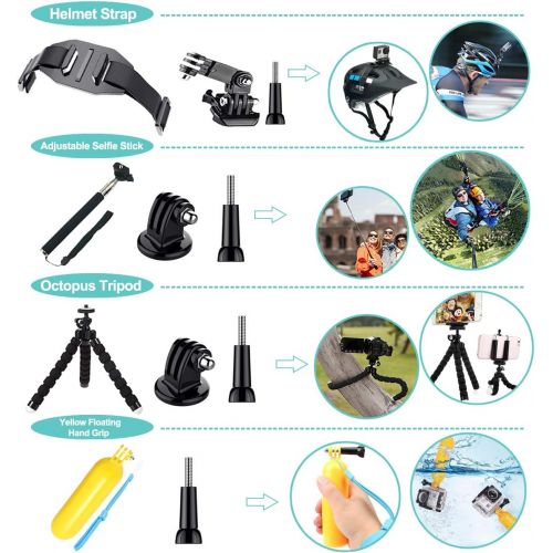  Appolab 61 in 1 Action Camera Accessories Kit for GoPro Hero 9 8 7 6 5 4 Hero Session 5 Black Insta360 SJ4000 5000 6000 Xiaomi Yi DJI AKASO Campark Action Camera