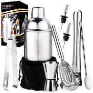 [아마존베스트]Appolab Stainless Steel Bartender Kit, Cocktail Shaker Bar Set with Martini Kit,Double Measuring Jigger,Mixing Spoon,Liquor Pourers,Muddler,Strainer and Ice Tongs| Professional Bartender D