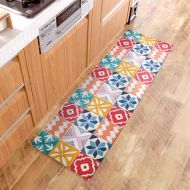 Approaching Anti-Slip Door Mat, Super Soft Kitchen Leather Carpet，Prevent Oil Stains Kitchen Mat Mildew Resistant, Anti-Slip, Fruit, Bread, Tableware Design, Easy Clean (18 X 59, Coloful)