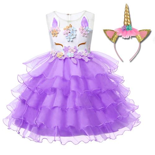  Aprance Unicorn Dress Unicorn Costume Pageant Princess Unicorn Party Dress Flower Girls Birthday for Girl