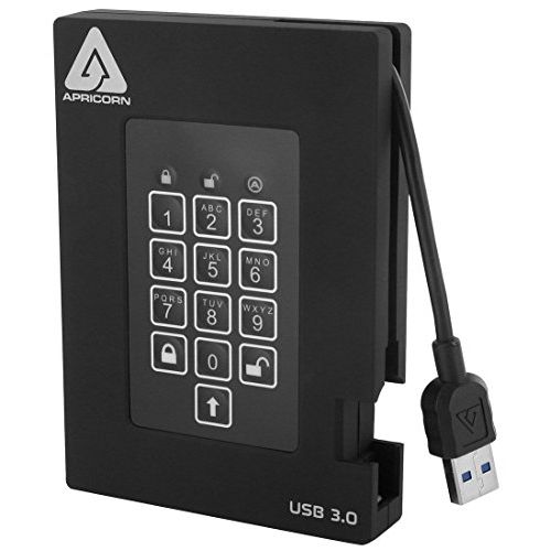  Apricorn Aegis Padlock Fortress FIPS 140-2 Level 2 Validated 256-bit Encrypted USB 3.0 Hard Drive with PIN Access, black, 2 TB - A25-3PL256-2000F