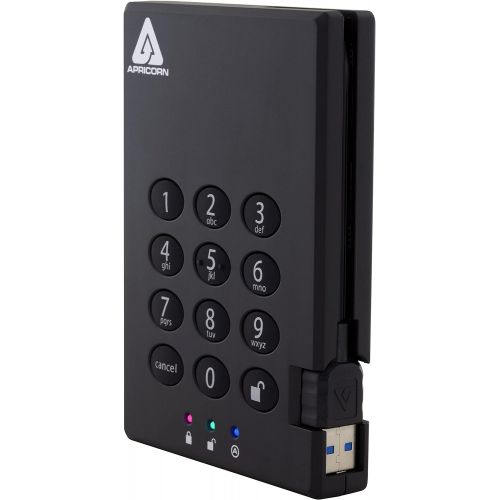  Apricorn Aegis Padlock 1 TB USB 3.0 256-bit AES XTS Hardware Encrypted Portable External Hard Drive (A25-3PL256-1000)