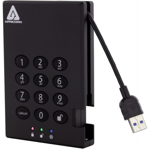  Apricorn Aegis Padlock 1 TB USB 3.0 256-bit AES XTS Hardware Encrypted Portable External Hard Drive (A25-3PL256-1000)