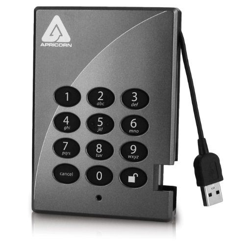  Apricorn Direct Padlock 256-bit 1 TB USB 2.0 External Hard Drive A25-PL256-1000 (Grey)