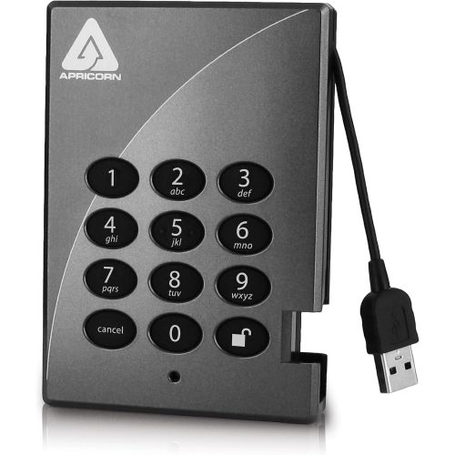  Apricorn Direct Padlock 256-bit 1 TB USB 2.0 External Hard Drive A25-PL256-1000 (Grey)
