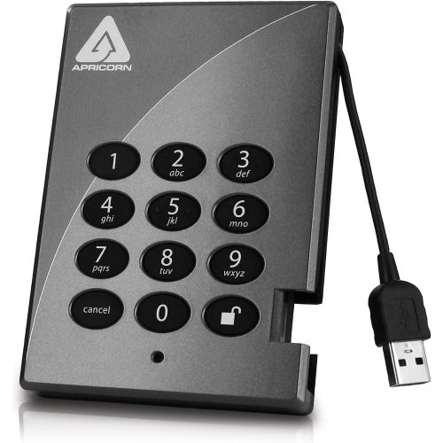  Apricorn Direct Padlock 256-bit 1 TB USB 2.0 External Hard Drive A25-PL256-1000 (Grey)