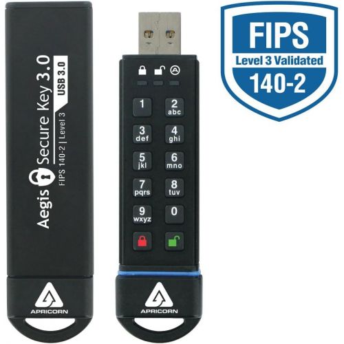  Apricorn 240GB Aegis Secure Key FIPS 140-2 Level 3 Validated 256-bit Encryption USB 3.0 Flash Drive (ASK3-240GB)