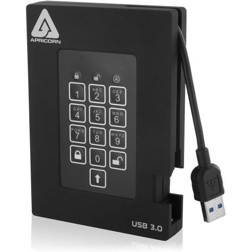  Apricorn 1TB Aegis Padlock Fortress FIPS 140-2 Level 2 Validated 256-Bit Encrypted USB 3.0 Hard Drive with PIN Access (A25-3PL256-1000F)