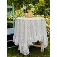 April Cornell Evie Eyelet Wedding White 54 Inch Square 100% Cotton Tablecloth - Seats 4