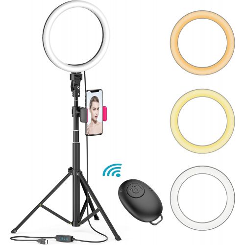  [아마존베스트]Aptoyu 8 LED Selfie Ring Light for Live Stream/Makeup/YouTube Video, Dimmable Beauty Ringlight with Tripod Stand & Cell Phone Holder for iPhone Android Phone, Color Temperature 3000K-5000