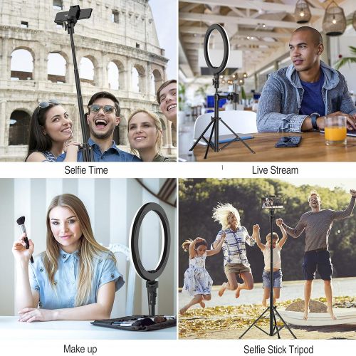  [아마존베스트]Aptoyu 8 LED Selfie Ring Light for Live Stream/Makeup/YouTube Video, Dimmable Beauty Ringlight with Tripod Stand & Cell Phone Holder for iPhone Android Phone, Color Temperature 3000K-5000