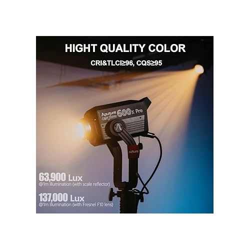  Aputure 600x Pro Studio Lights,600W Bi Color 2700K~6500K COB LED Video Light V-Mount,5,610+ lux@3m,with Lighting FX, App Control, Suitable for Video Shooting,Film,Phtography,Gaming,Broadcasting
