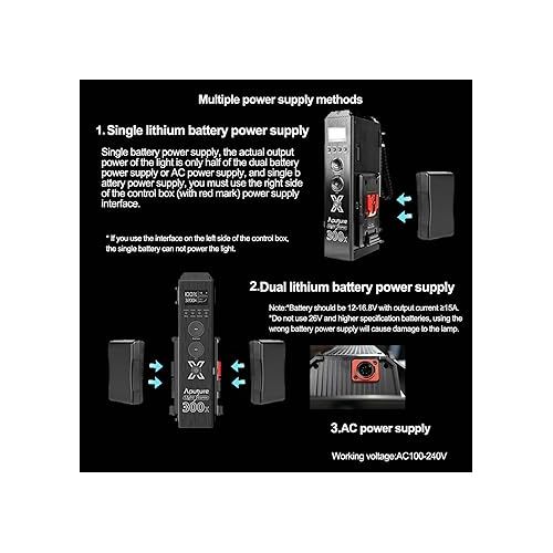  Aputure 300X Led Video Light,300W Aputure LS 300X,Bi-Color 2700K-6500K,24300lux@1m,APP and Remote Control(V-Mount)