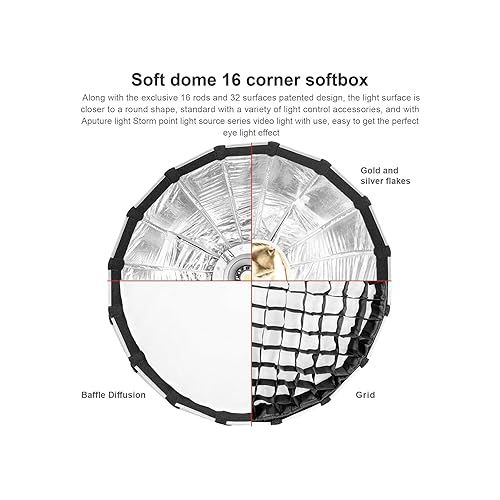  Aputure Light Dome Mini III Softbox,Bowens Mount Octagonal Softbox Quick-Setup Soft Light Modifier for Video Light Aputure Amaran 200/100/300c/150c/60d s/60x s