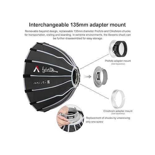  Aputure Light Dome Mini III Softbox,Bowens Mount Octagonal Softbox Quick-Setup Soft Light Modifier for Video Light Aputure Amaran 200/100/300c/150c/60d s/60x s