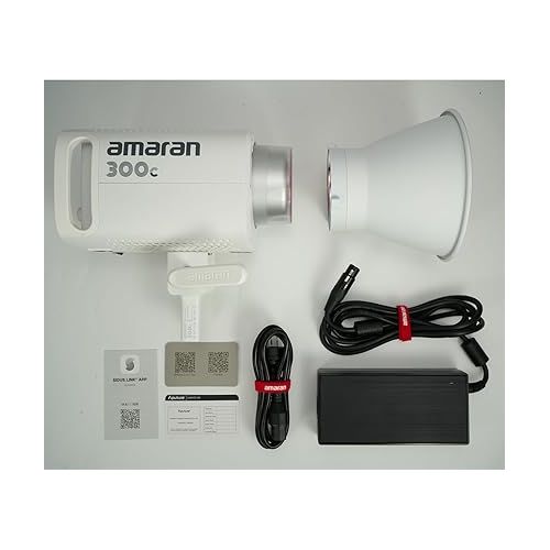  Aputure Amaran 300c RGBWW 300W COB Video Light Bowen Mount,26,580 lux @1m with Hyper Reflector,2,500K to 7,500K CCT with G/M Adjustment,APP Contorl (White)