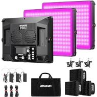 Aputure Amaran P60C-3-Lights-Kit RGBWW Led Panel Video Light,60W Bi-Color 2500K-7500K,CRI95+/TLCI 96+,5900lux@1m with Collapsible SOFTBOX,App Control