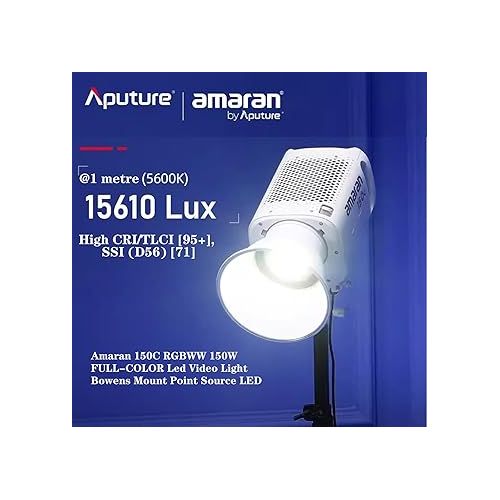  Aputure Amaran 150c COB Video Light,RGBWW 150W,2,500K to 7,500K CCT with G/M Adjustment,15,610 lux @ 1m with Hyper Reflector,APP Control (White)