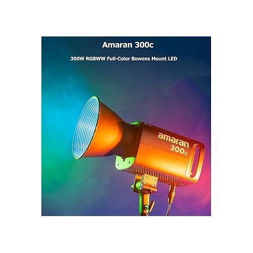  Aputure Amaran 300C RGBWW Full Color LED Video Light,300W Bi-Color 2500K to 7500K Bowens Mount Continuous Light Bluetooth App Control 9 System FX DC/AC Power Supply Silent Fan