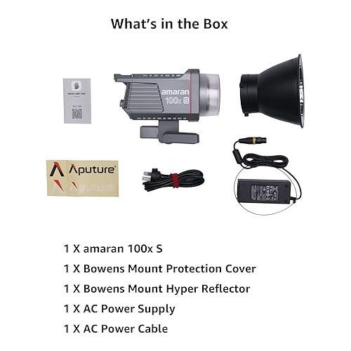  amaran 100x S Bi-Color Bowens Mount Point-Source LED Video Light,100W Output Studio Light,Bluetooth App Control 9 Built-in Lighting Effects DC/AC Power Supply Ultra Silent Fan(amaran 100xS)