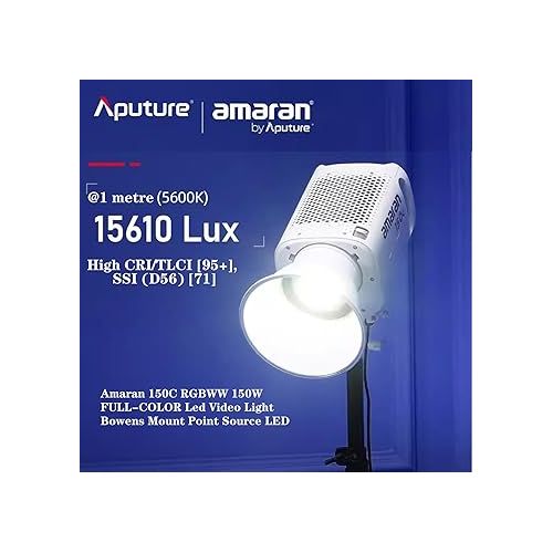  Aputure Amaran 150c COB RGBWW Video Light Bowens Mount,150W 2,500K to 7,500K CCT with G/M Adjustment,15,610 lux @ 1m with Hyper Reflector (White)