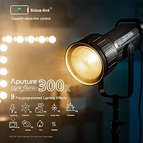  Aputure LS 300x Bi-Color LED Video Light, 2700-6500k 350W 24300lux@1m Sidus Link App & 2.4Ghz Remote Control 9 Built-in Lighting Effects CCT Presets Support