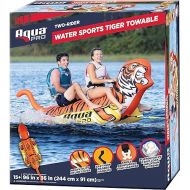 Aqua Pro Giant Towable Tiger Tube - 1-2 Riders - Double-Pontoon Inflatable Tiger Boat Tube - Orange/Yellow