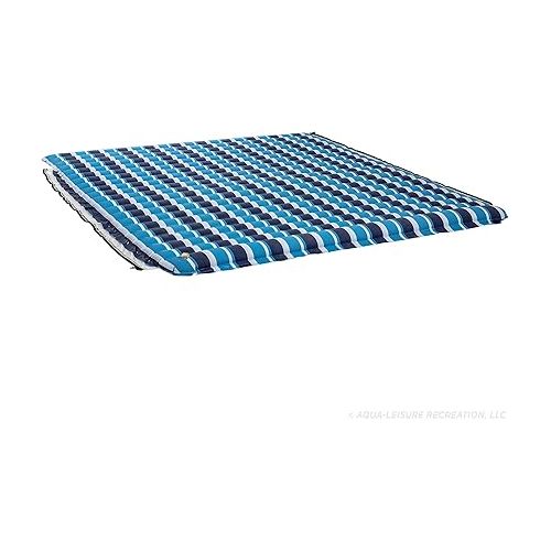  Aqua Ultimate Floating Water Mat - Heavy Duty Floating Island Pad with Expandable Zippers - Navy/White Stripe