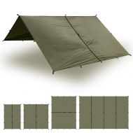 Aqua Quest Safari XL Tarp - 100% Waterproof Lightweight Silicone Bushcraft Camping Shelter - 20x13 Olive Drab