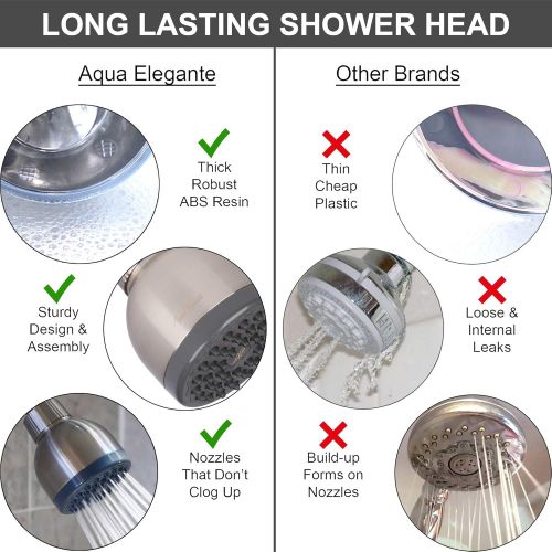  Aqua Elegante High Pressure Showerhead Brushed Nickel - Best Wall Mount, Bathroom, RV Shower Head For Low Flow Showers, 1.8 GPM - Brushed Nickel & California Certified