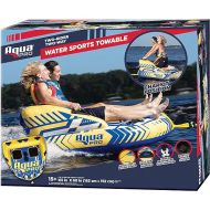 Aqua Pro Towable Tube for Water Sports - 1-2 Riders - Chair or Chariot-Style Inflatable Boat Tube - Yellow/Blue
