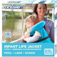 Oceans7 US Coast Guard Approved Infant Life Jacket 8-30 lbs - Type II PFD Flex-Form Chest Personal Flotation Device, Blue/White