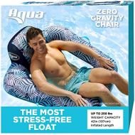 Aqua LEISURE AQUA Zero Gravity Pool Chair Lounge, Inflatable Pool Chair, Adult Pool Float, Heavy Duty, Blue Fern