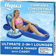 AQUA Campania Ultimate 2 in 1 Recliner & Tanner Pool Lounger with Adjustable Backrest and Caddy, Inflatable Pool Float, Teal Hibiscus