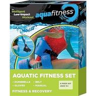 Aqua LEISURE New Aqua 6-Piece Fitness Set -?Exercise Equipment?for?Water Aerobics?and Other?Pool Exercise?- Includes Aquatic Swim Belt, Resistance Gloves, and?Dumbbells