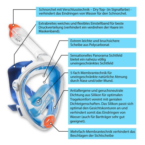  Vollgesichts Schnorchelmaske  La Costa Easy Dive Deluxe  vom Wassersportexperten Aqua Lung