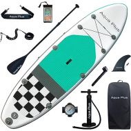 Aqua Plus 6inches Thick Inflatable SUP for All Skill Levels Stand Up Paddle Board,Paddle,Double Action Pump,ISUP Travel Backpack, Leash,Shoulder Strap,Youth,Adult Inflatable Paddle Board