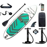 Aqua Plus 11ftx33inx6in Inflatable SUP for All Skill Levels Stand Up Paddle Board, Adjustable Paddle,Double Action Pump,ISUP Travel Backpack, Leash,Shoulder Strap,Youth & Adult Inf