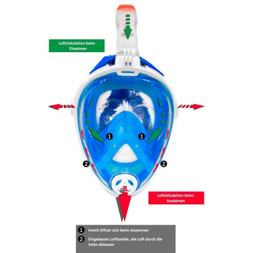  Aqua Speed Tauchmaske Tauchermaske - Vollmaske - Vollgesichtsmaske - Schnorchelmaske - Mit Kamerahalterung - #AsSpectra